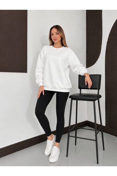 ESADE Women's Crew Neck Comfortable Wool Blend 2Nd Product 1 Tl White Sweatshirt