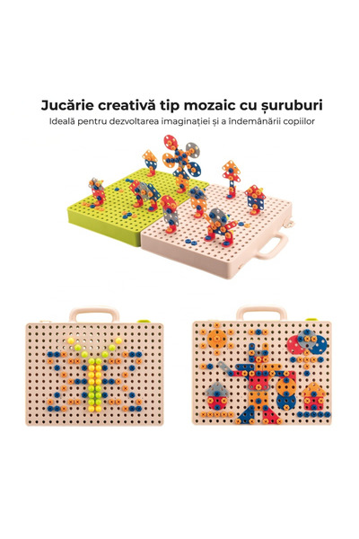 OEM Jucărie de construcție Dinozaur 3D cu bormașină, set STEM 262 piese, 7 - Pterodactyl & Brachiosaurus
