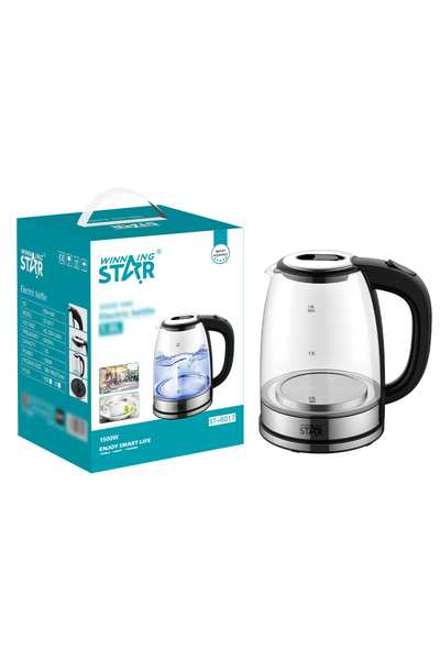 WINNINGSTAR ST-6017 1.8L PP Glass Electric Kettle 1500W Fast Boil Water Kettl...