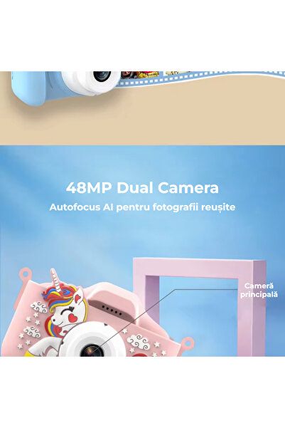 OEM Aparat Foto Digital pentru Copii, Model Catelus, 100% Digital, Ecran IPS 2.0 inch, Full HD 1080P, Camera Dubla Selfie, Filtre si Jocuri, Husa Silicon, Galben