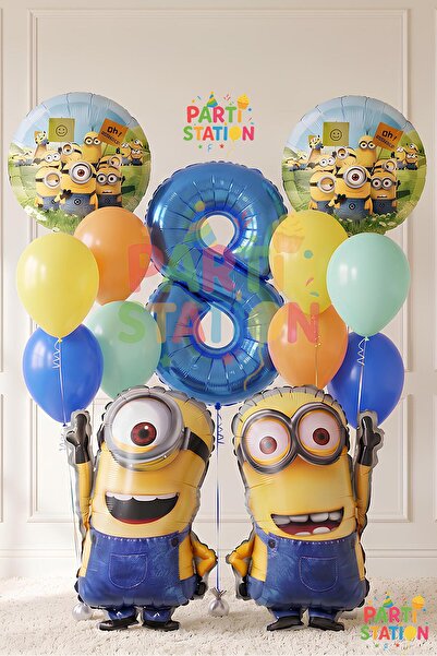 Parti Station Minions Balloon Set 13 Pieces 8 Years Old Minion Kevin and Mini...