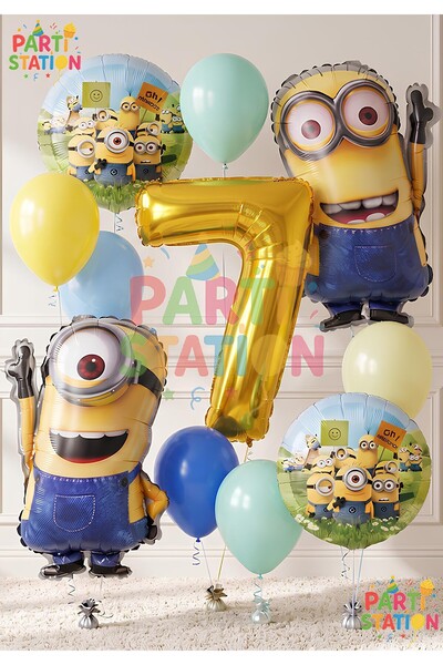 Parti Station Minions Balloon Set 11 Pieces 7 Years Old Minion Kevin and Mini...