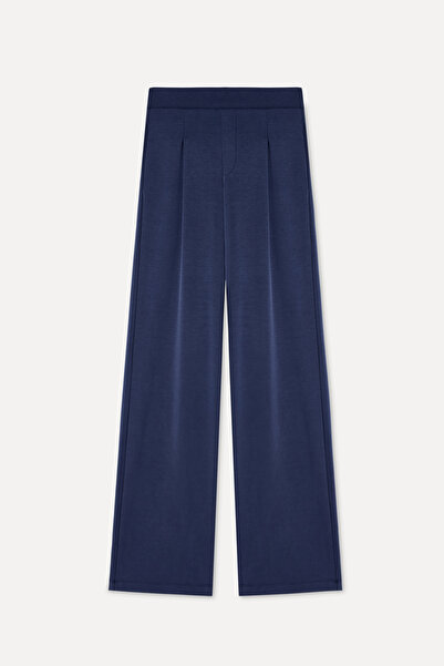 Mudo Women's Navy Blue Wide Leg Modal Blend Pants