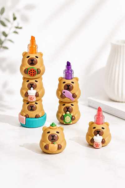 AUTO EMPIRE Premium Set of 5 Fancy Capybara Highlighters, Fluorescent Markers...