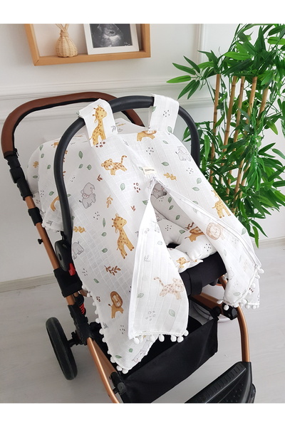 ib ilkimbebe Stroller Cover and Cushion Muslin Zippered Newborn Baby 100% Cot...