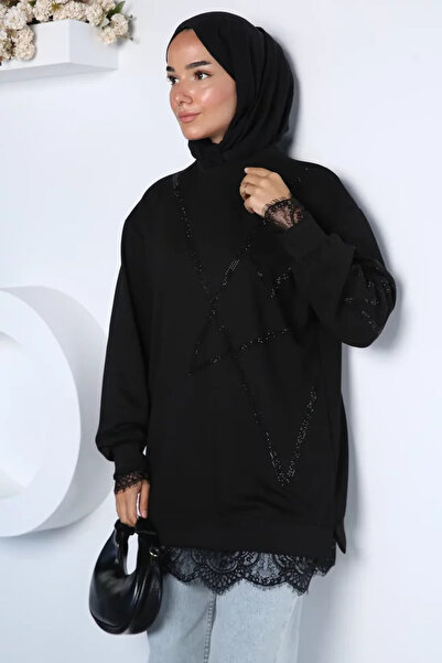 TOZLU Tunica modernă cu paiete, elegantă, cu model, pentru hijab