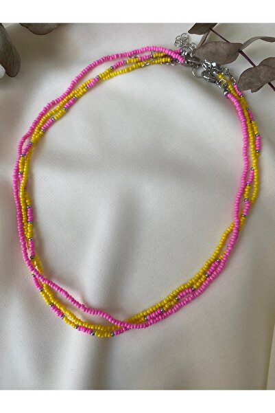 sabiha aksesuar Minimal Design Sand Bead 3-Piece Necklace Set