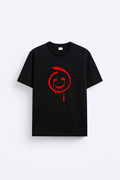 cesita The Mentalist Baskılı Siyah Bisiklet Yaka Tişört T-shirt