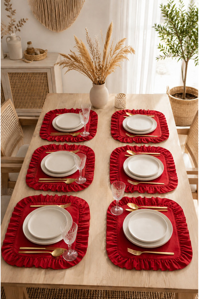 SADEN HOME FIRFIRLI KARE 6'LI SUPLA , AMERİKAN SERVİS 35 CM , KIRMIZI RENK
