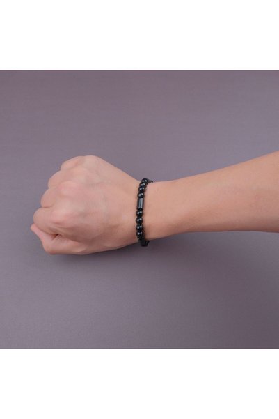 LapisDo Onyx Natural Stone Bracelet + Prayer Beads Set with Brown Wooden Box