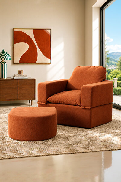 Homedius Sofa Bed Katlanır Yatak Olabilen Berjer Koltuk Puf Seti