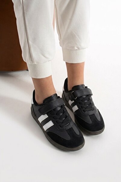 l lugshoes ayakkabı Siyah Beyaz Çocuk Spor Ayakkabı SM02