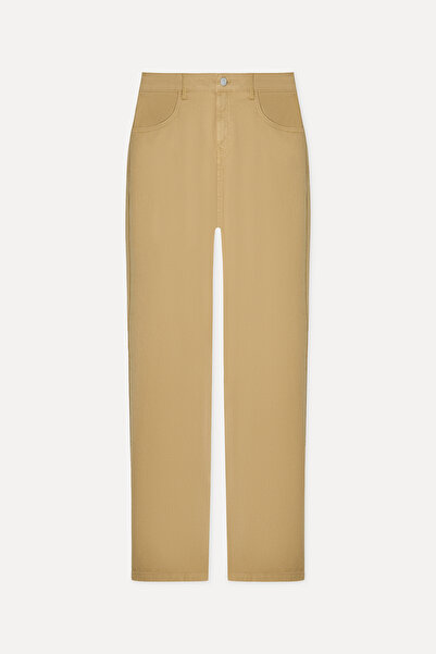 Mudo Women's Beige Cropped Flare Fit Pants