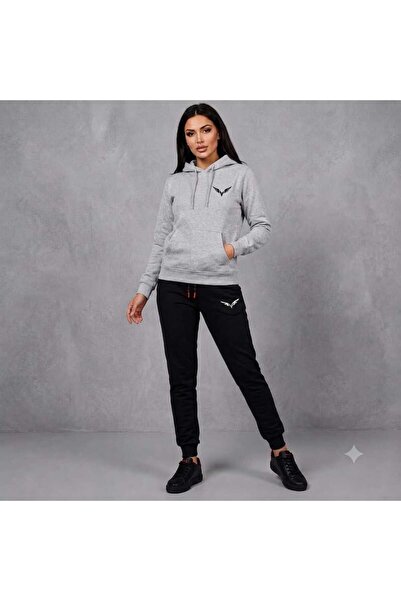 Gutsy Hooded Sweat Suit 2-Piece Set Unisex Model with Shorded Eagle Print