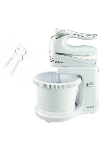 Primo Μίξερ PRMB-40248 με περιστρεφόμενο κάδο 3L 500W Λευκό-Ασημί