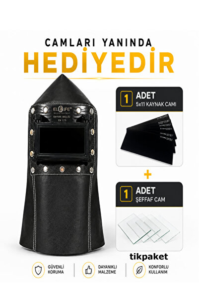 tikpaket Deri Kapaklı Kaynakçı Baş Maskesi Kapaklı Kaynak Maskesi Deri Kaynak...
