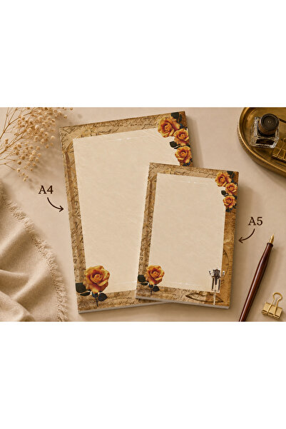 Miray Craft Vintage Themed Set of 2 (A4-A5) Notepads - Notepad - Memo Pad