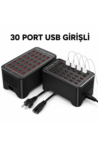 150W 30 Port USB Çoklu Şarj İstasyonu Çoklu Cihaz Şarj Ünitesi