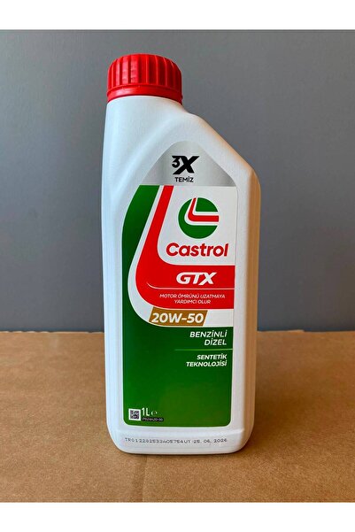 CASTROL GTX 20W-50 Sentetik 1 Litre Motor Yağı Taze Üretim (06/2026 Üretim)