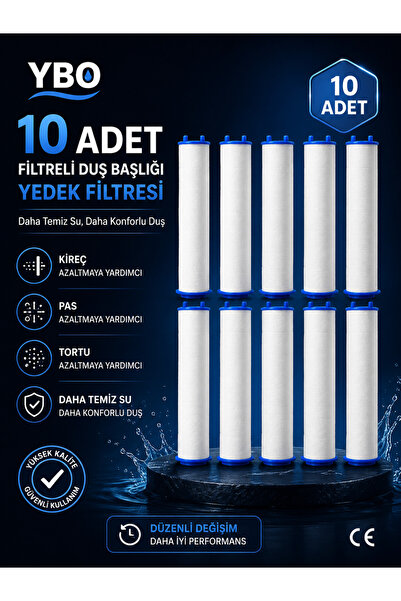 YBO 10 Adet Filtreli Duş Başlığı Yedek Filtresi PP Filtre Kartuşu Kireç Pas T...