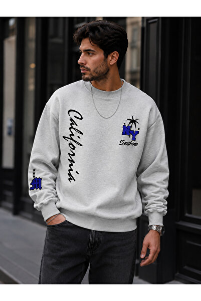 ZAVIXO Unisex φούτερ California με στάμπα κειμένου, με λεπτομέρεια φοίνικα, λ...