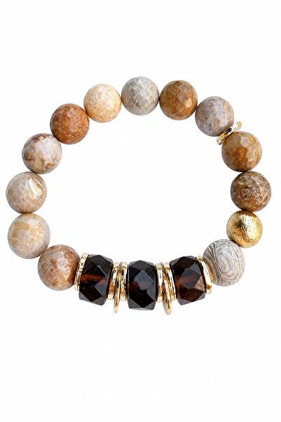 nesdesignn Natural Stone Bracelet (Jasper-Smoky Quartz-Obsidian)
