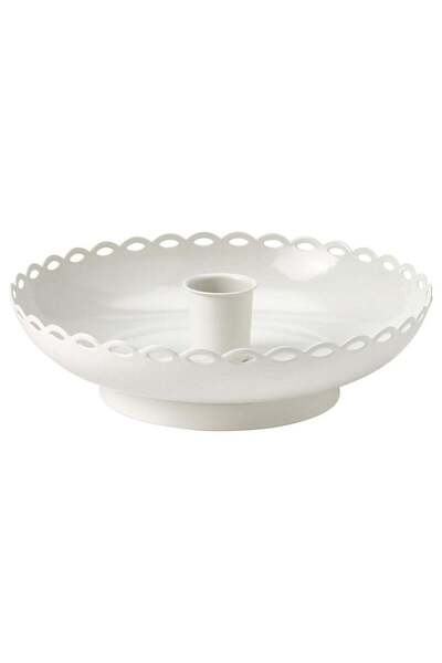 IKEA Powder-Coated Steel Candlestick with Scalloped Drip Tray, Off-White, 15 ...