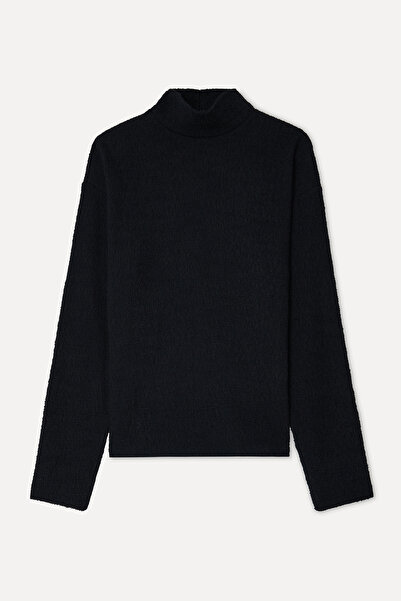 Mudo Women's Black Loose Fit Crew Neck Sweatshirt