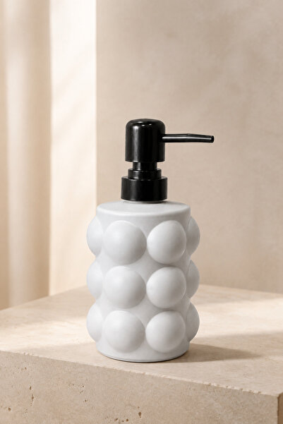 KLARHAUS Bubbly Embossed Bubble Model Glass Liquid Soap Dispenser – with Blac...