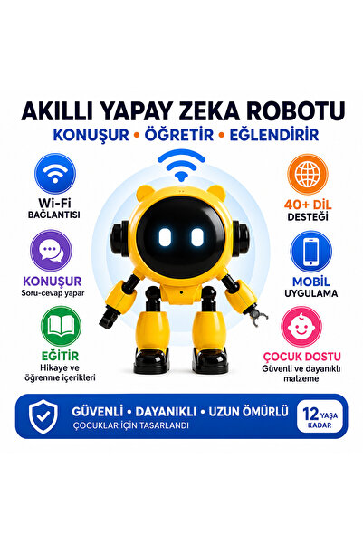Yapay Zeka Robotu Konuşan Robot Oyuncak Wi-Fi Uygulamalı Çocuklar İçin Eğitici Oyuncak