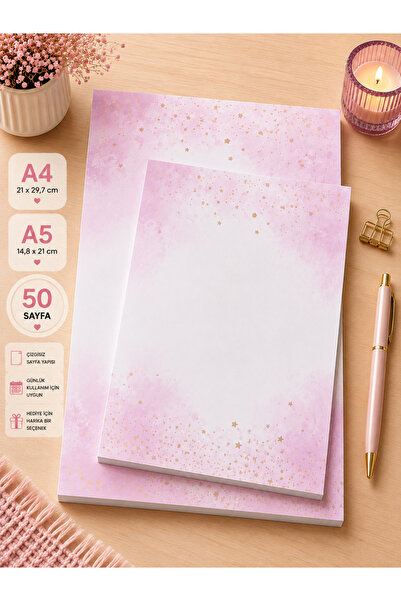 Miray Craft Star Patterned Set of 2 (A4-A5) Notepad - Notepad - Notepad