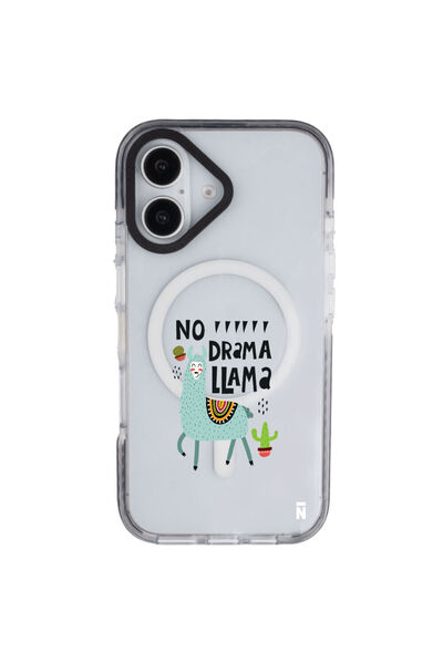 Casen iPhone 16 Yanları Siyah Magsafe Arty Şeffaf No Drama Lama Tasarımlı Pre...