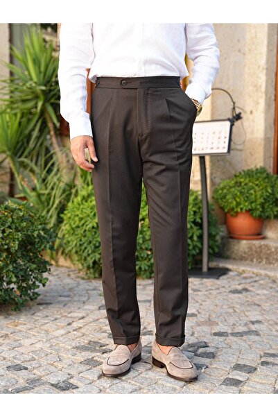 PAREZ Modern Fit High Waist Buckle Trousers