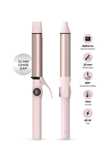 PiranTech KS-632 Profesyonel Dijital Saç Maşası 32 mm, LED Ekranlı, 140-200°C...