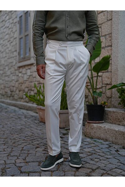 PAREZ Modern Fit High Waist Buckle Trousers