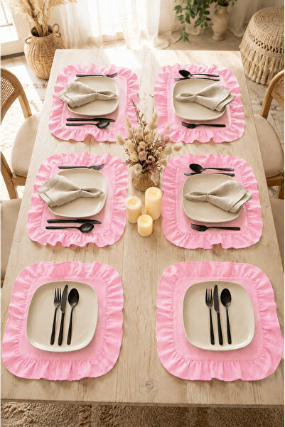 SADEN HOME FIRFIRLI KARE 6'LI SUPLA , AMERİKAN SERVİS 35 CM , PEMBE RENK