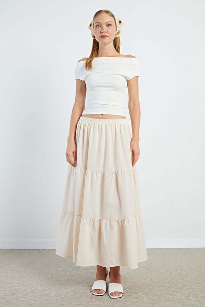 Fulla Moda Striped Layered Maxi Skirt