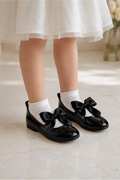 BYŞ Moda Cinnamon Ptk/Flt 125 Girls' Ballet Flats with Ribbons