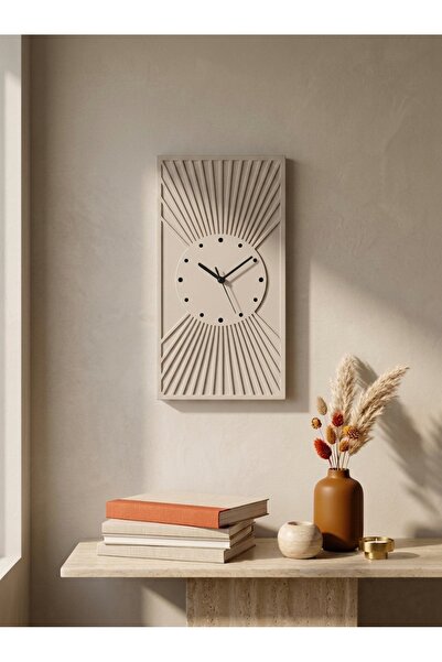 KAVELD Minimalist Duvar Saati - Güneş Işınları Motifli Dekoratif Taş Duvar Sa...