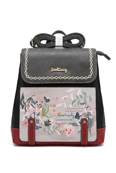 Sweet Candy Backpack with Butterfly Design and Back Pocket Women