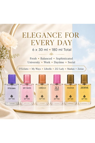 Woody Sence Daylight Elegance Women's Perfume Gift Set, 6 x 30 ml, Fresh Floral Collection