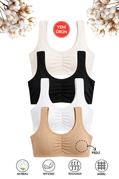 ÖZKAN underwear Özkan 43726 4-Pack Girls' 95% Cotton Lycra Single Jersey Trai...