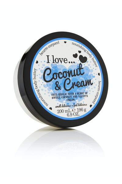 I Love Unt de corp hidratant cu nucă de cocos și cremă, 200 ml