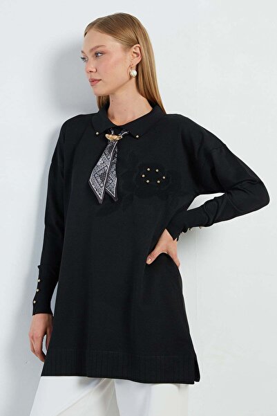 Fulla Moda Fullamodest Scarf Jacquard Knitwear Tunic