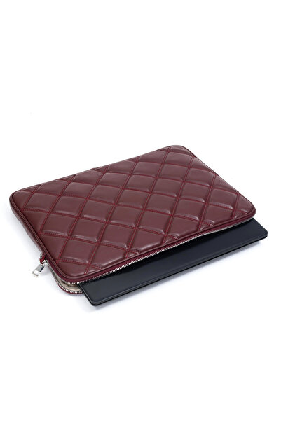 deridense Quilted Laptop Case 15 & 16 Inch Claret Red