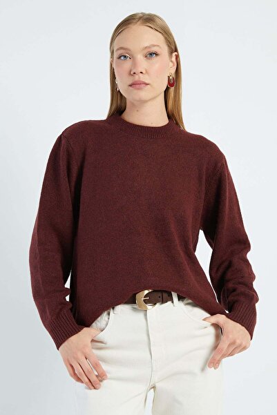 Fulla Moda Basic Crew Neck Casual Knit Sweater