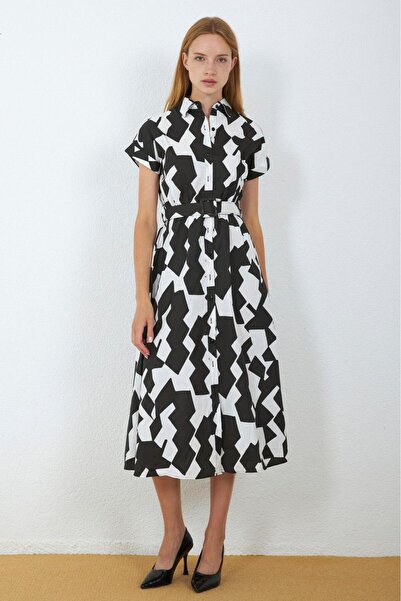MY GRS Zebra Pattern Poplin Fabric Dress