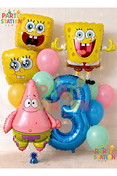 Parti Station Spongebob & Patrick Balloon Concept Set for 3 Years Old - 12 Pi...
