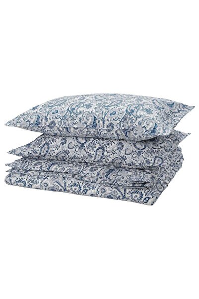 IKEA Paisley Print Duvet Cover and 2 Pillowcases Set, Blue/White, 240x220/50x...