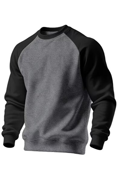 GHASSY CO . Erkek Bisiklet Yaka Spor Sweatshirt Basic Günlük Rahat Pamuklu Uz...
